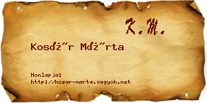 Kosár Márta névjegykártya